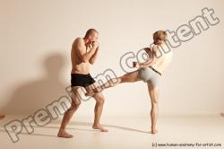 Underwear Martial art Man - Man White Moving poses Athletic Short Blond Dynamic poses Academic